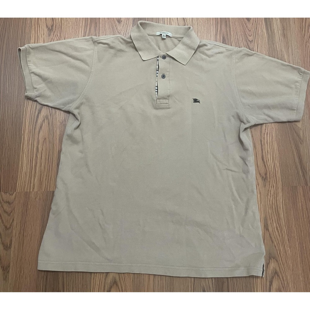 Burberry Polo Mens Small Nova Check Placket Beige England - Picture 1 of 12